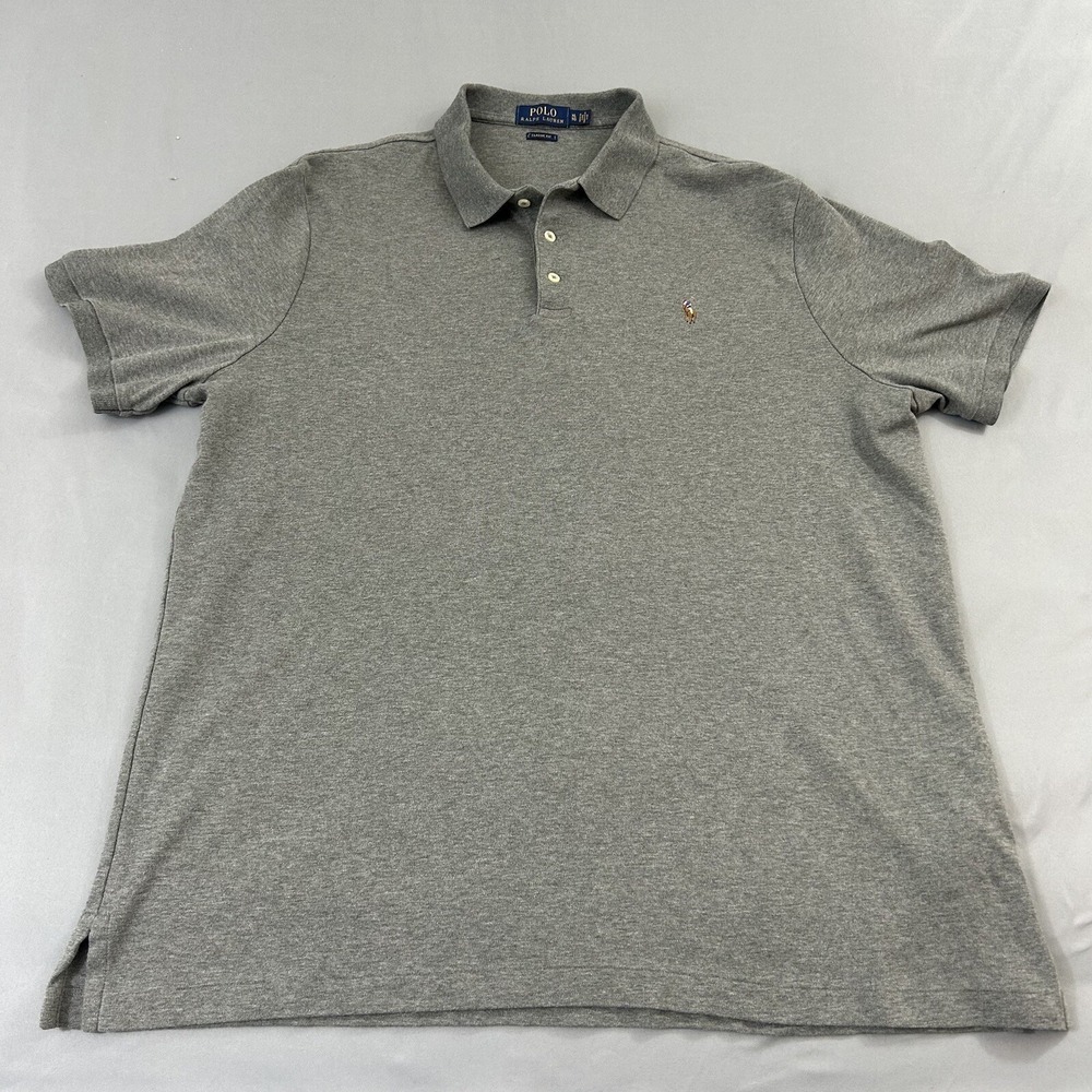 Polo Ralph Lauren Polo Shirt Mens Large Gray Short Sleeve Pony Logo Cotton
